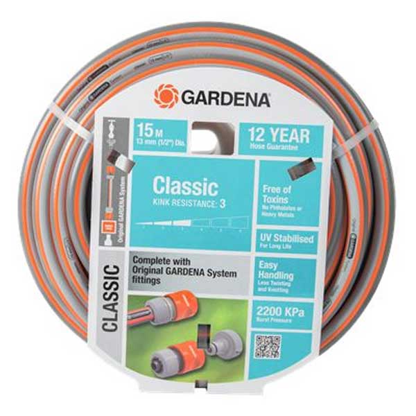 (image for) Gardena Classic Hose 13 mm (1/2") PVC Hose, 15 m fitted G18150